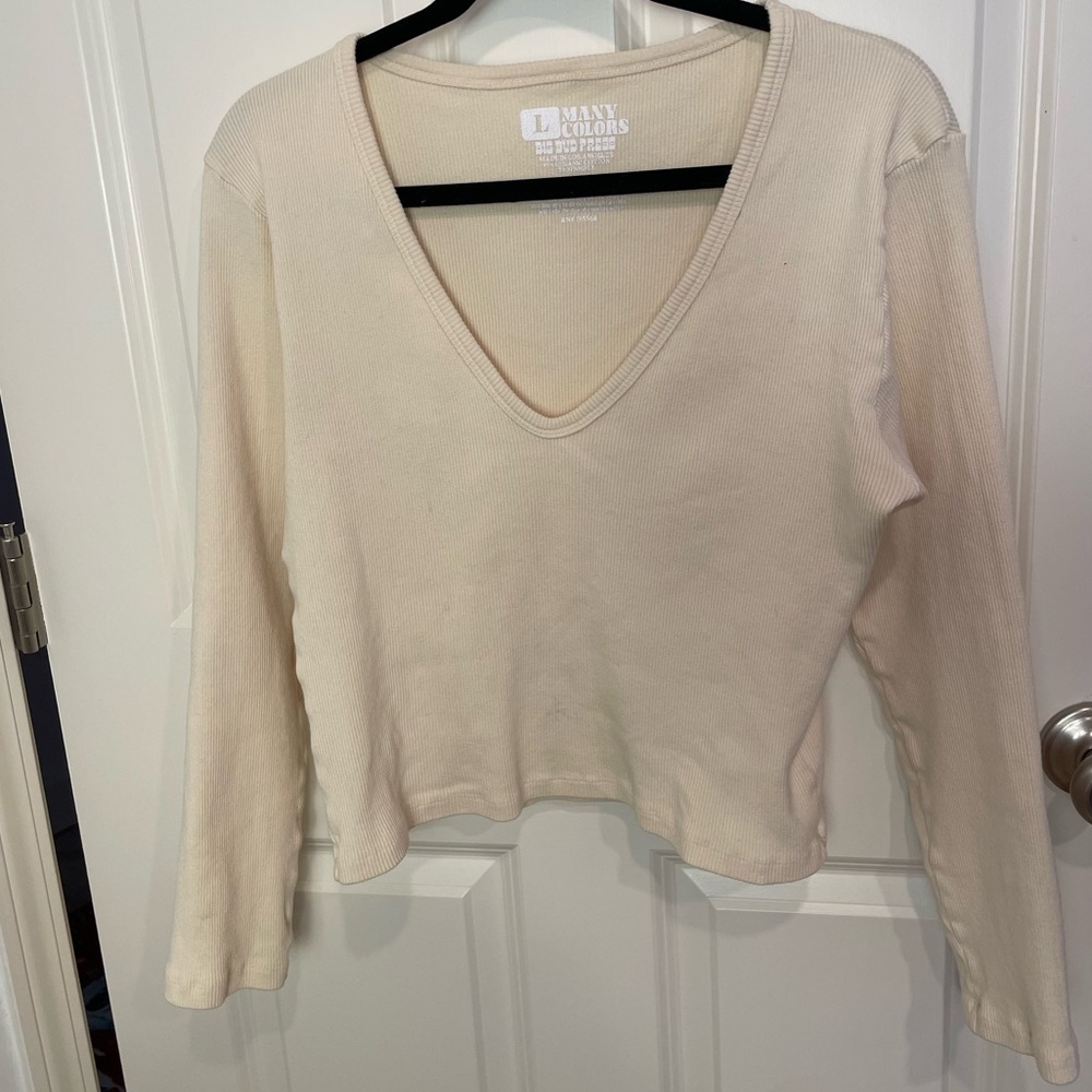 Bigbud Press V-Neck size large, butter yellow